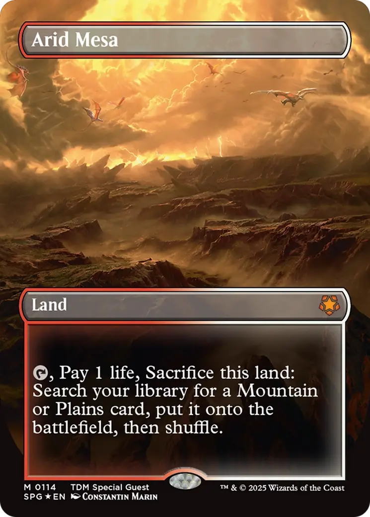Arid Mesa (Borderless) (Dragonscale Foil) [Tarkir: Dragonstorm Special Guests] 1