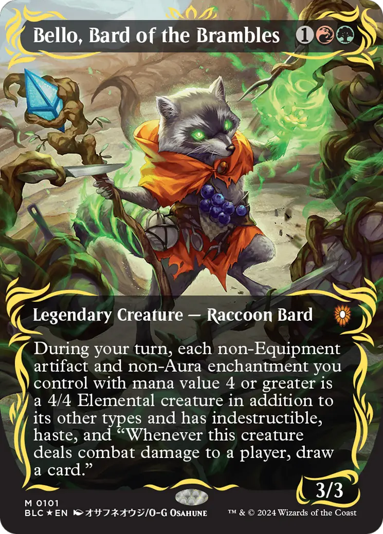 Bello, Bard Of The Brambles (Borderless) (Raised Foil) [Bloomburrow Commander] 1