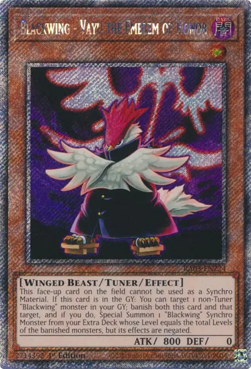 Blackwing - Vayu The Emblem Of Honor (Platinum Secret Rare) [Ra03-En224] Platinum Secret Rare 1