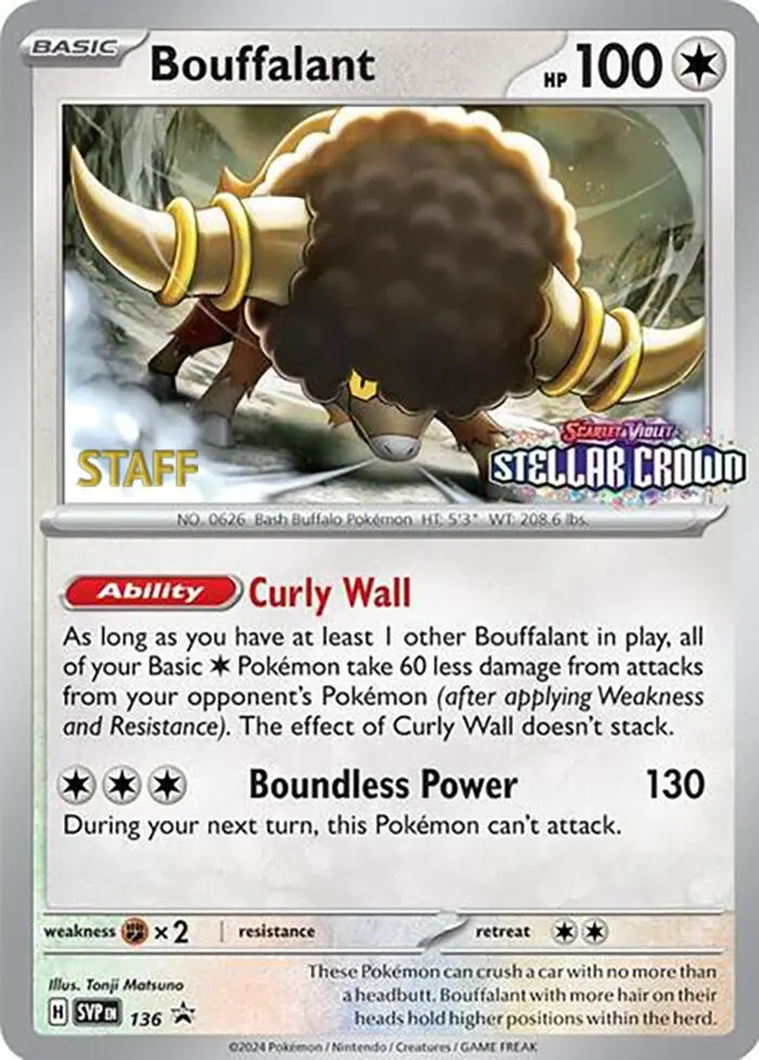 Bouffalant (136) (Staff Promo) [Scarlet & Violet: Black Star Promos] 1