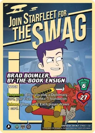 Brad Boimler, By-The-Book Ensign (Alternate Art) - Stk02 1/22 - C - Holofoil 1