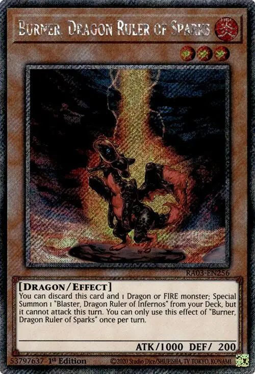 Burner, Dragon Ruler Of Sparks (Platinum Secret Rare) [Ra03-En256] Platinum Secret Rare 1