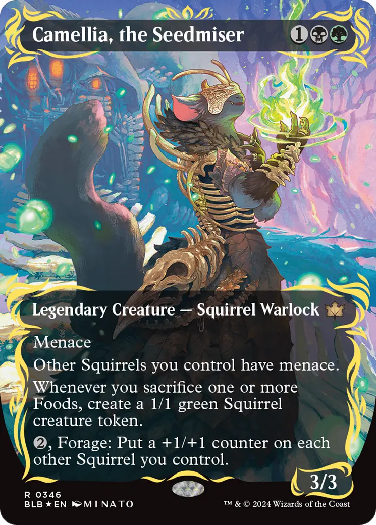 Camellia, The Seedmiser (Borderless) (Raised Foil) [Bloomburrow] 1