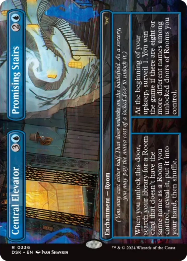 Central Elevator // Promising Stairs (Borderless) [Duskmourn: House Of Horror] 1