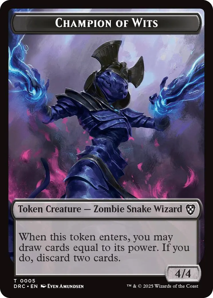 Champion Of Wits // Zombie (0003) Double-Sided Token [Aetherdrift Tokens] 1