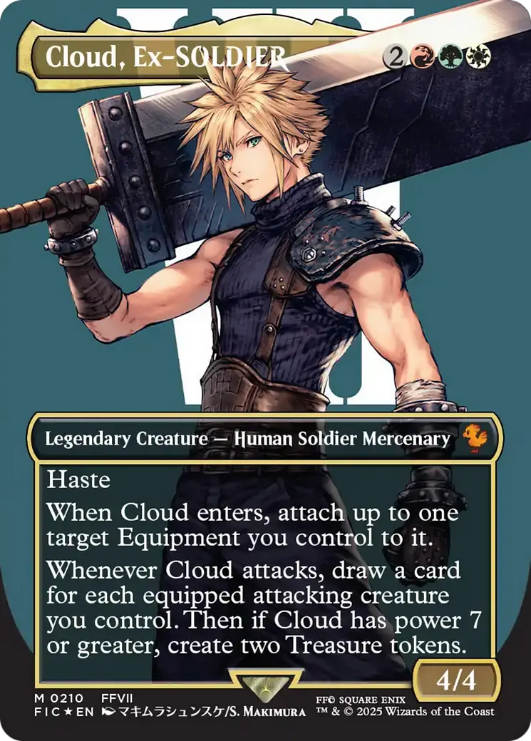 Cloud, Ex-Soldier (Borderless) (Surge Foil) [Final Fantasy Commander] 1
