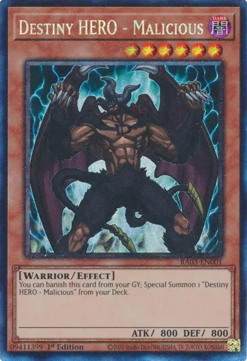 Destiny Hero - Malicious (Cr) [Ra03-En001] Prismatic Collector's Rare 1