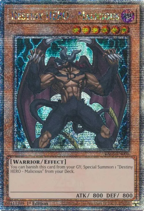 Destiny Hero - Malicious (Quarter Century Secret Rare) [Ra03-En001] Quarter Century Secret Rare 1