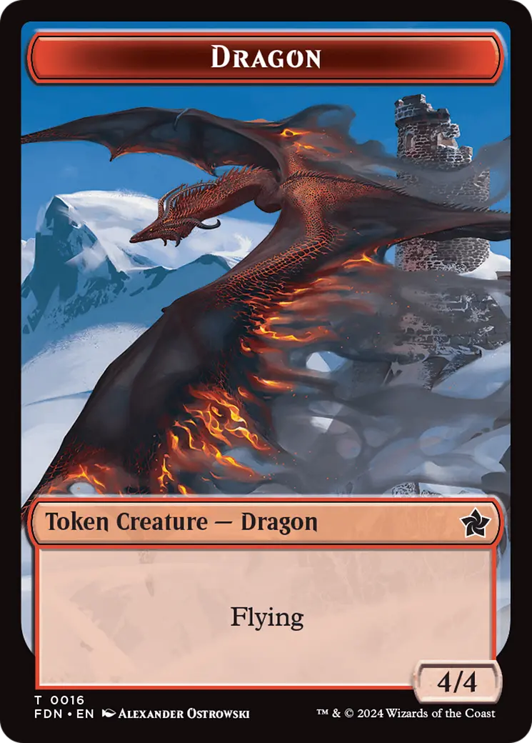 Dragon (0016) // Dragon (0017) Doubled-Sided Token [Foundations Tokens] 1