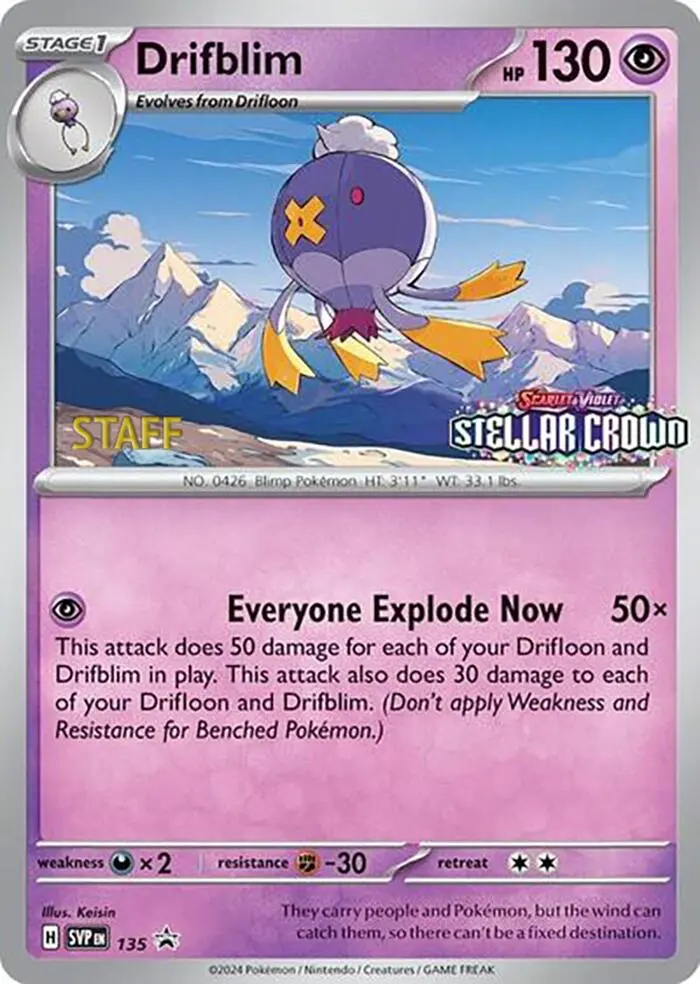 Drifblim (135) (Staff Promo) [Scarlet & Violet: Black Star Promos] 1