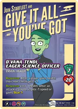 D'vana Tendi, Eager Science Officer (Alternate Art) - Stk03 1/22 - C - Holofoil 1