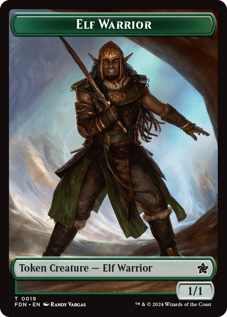 Elf Warrior // Cat (001) Doubled-Sided Token [Foundations Tokens] 1