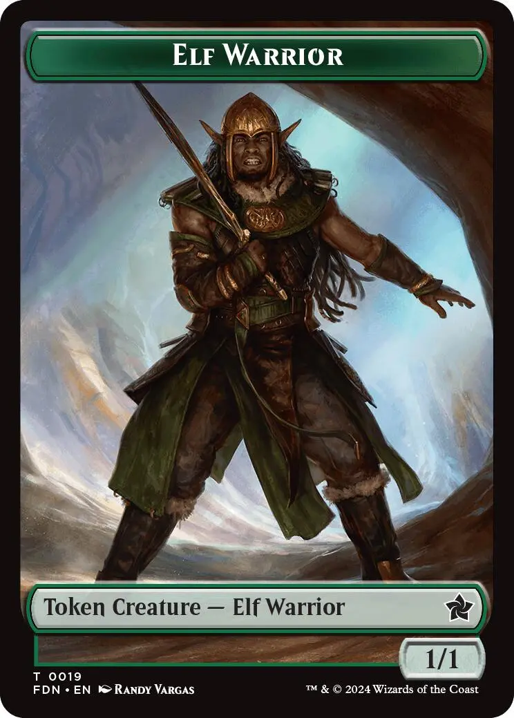 Elf Warrior // Raccoon Doubled-Sided Token [Foundations Tokens] 1