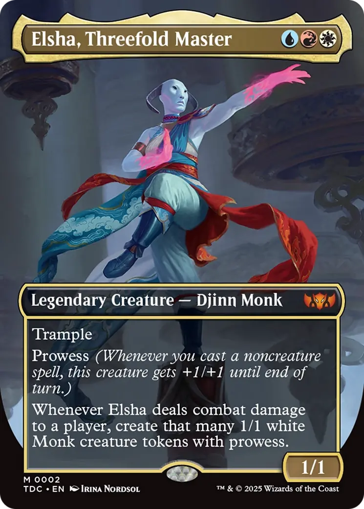 Elsha, Threefold Master (Borderless) [Tarkir: Dragonstorm Commander] 1
