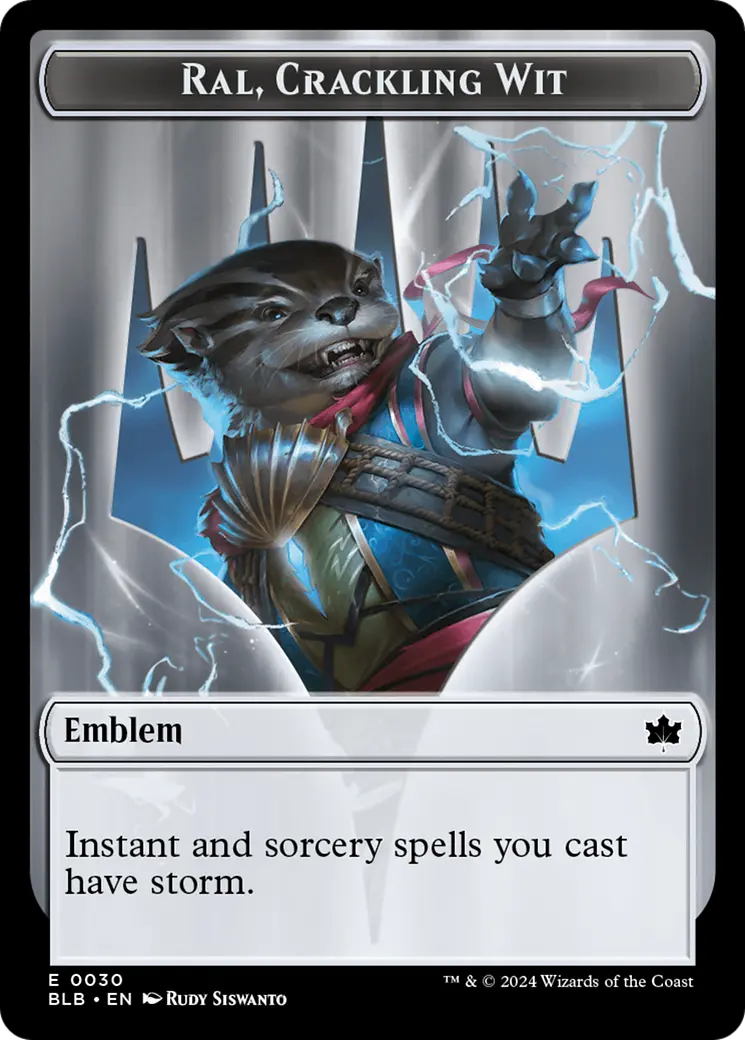 Emblem - Ral, Crackling Wit [Bloomburrow Tokens] 1