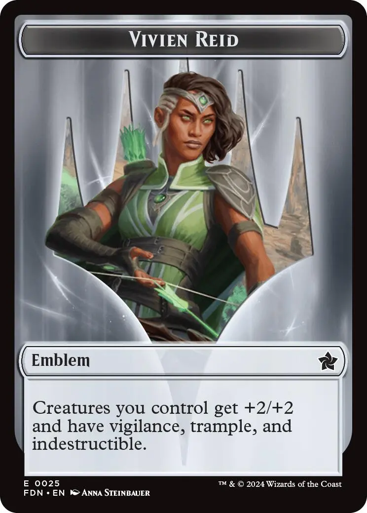 Emblem - Vivien Reid // Elf Warrior Double-Sided Token [Foundations Tokens] 1