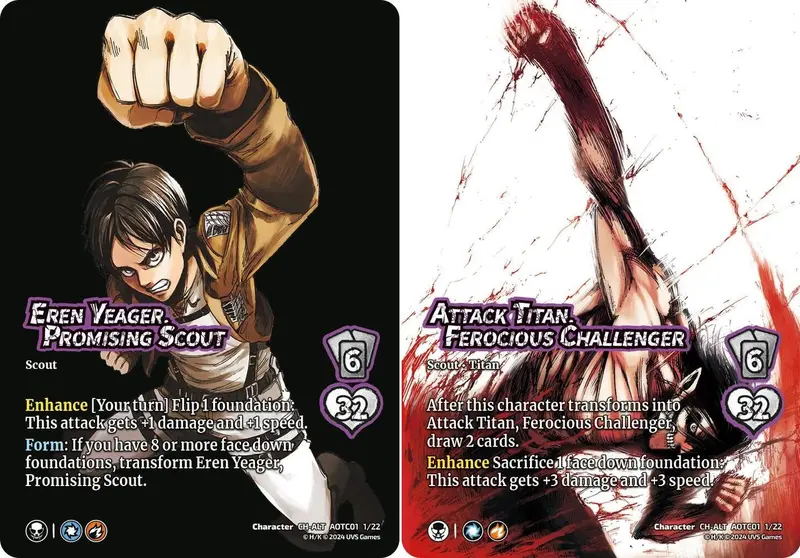 Eren Yeager, Promising Scout // Attack Titan, Ferocious Challenger - Alternate Art 1