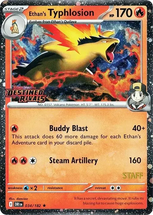 Ethan's Typhlosion (034/182) (Prerelease Staff) [Scarlet & Violet: Destined Rivals] 1