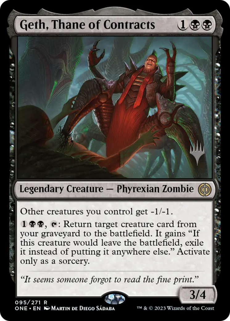 Geth, Thane Of Contracts (Promo Pack) [Phyrexia: All Will Be One Promos] 1
