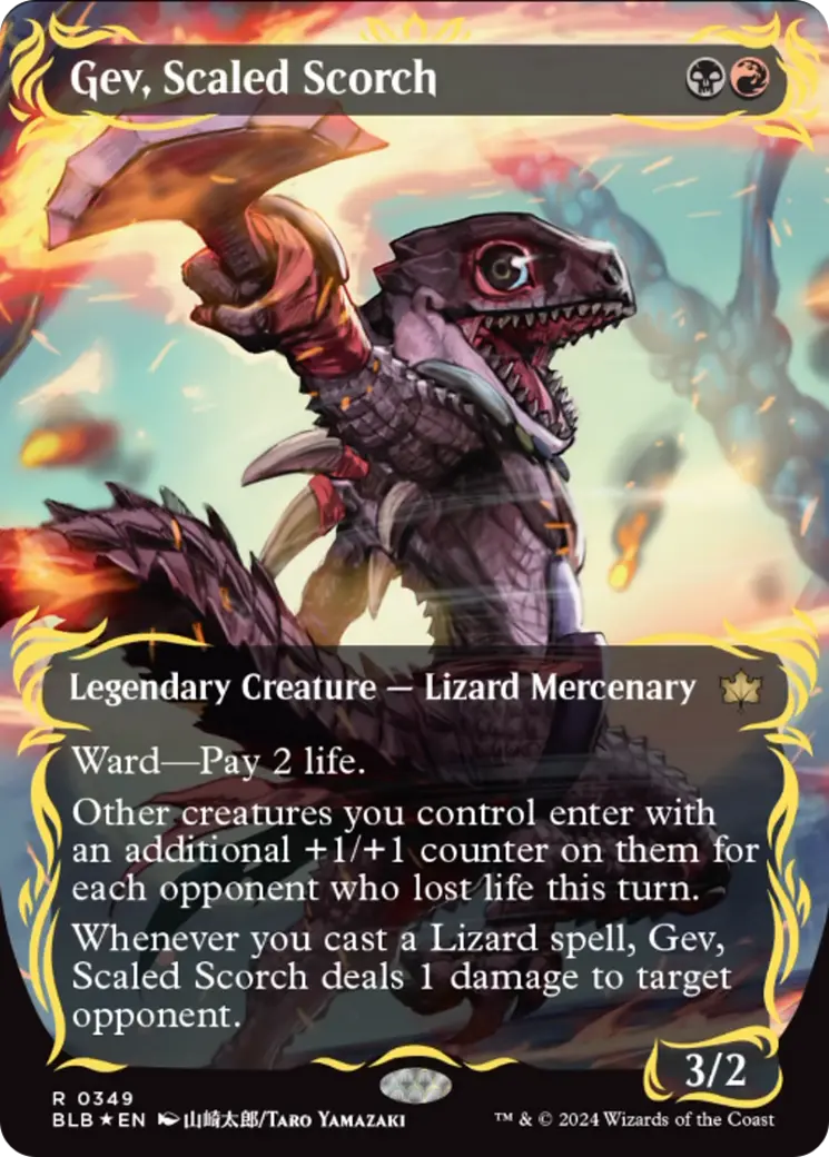 Gev, Scaled Scorch (Borderless) (Raised Foil) [Bloomburrow] 1
