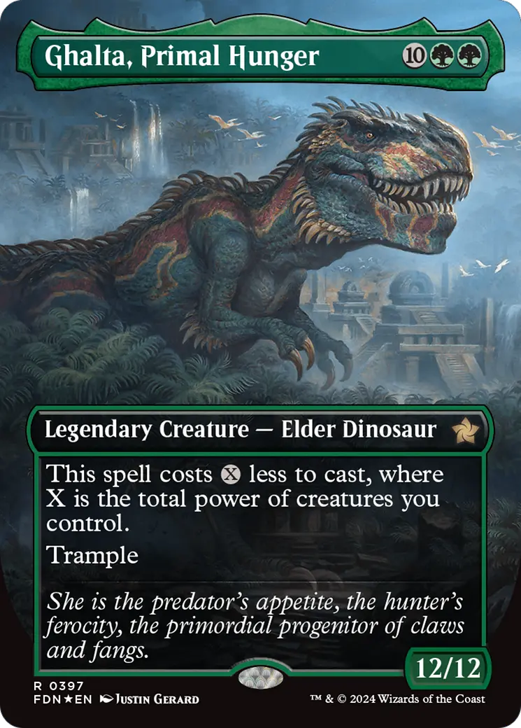 Ghalta, Primal Hunger (Borderless) (Mana Foil) [Foundations] 1