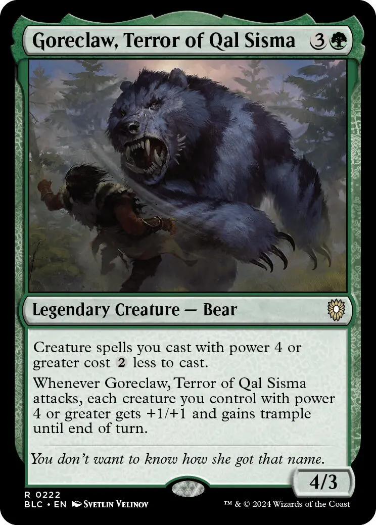 Goreclaw, Terror Of Qal Sisma [Bloomburrow Commander] 1