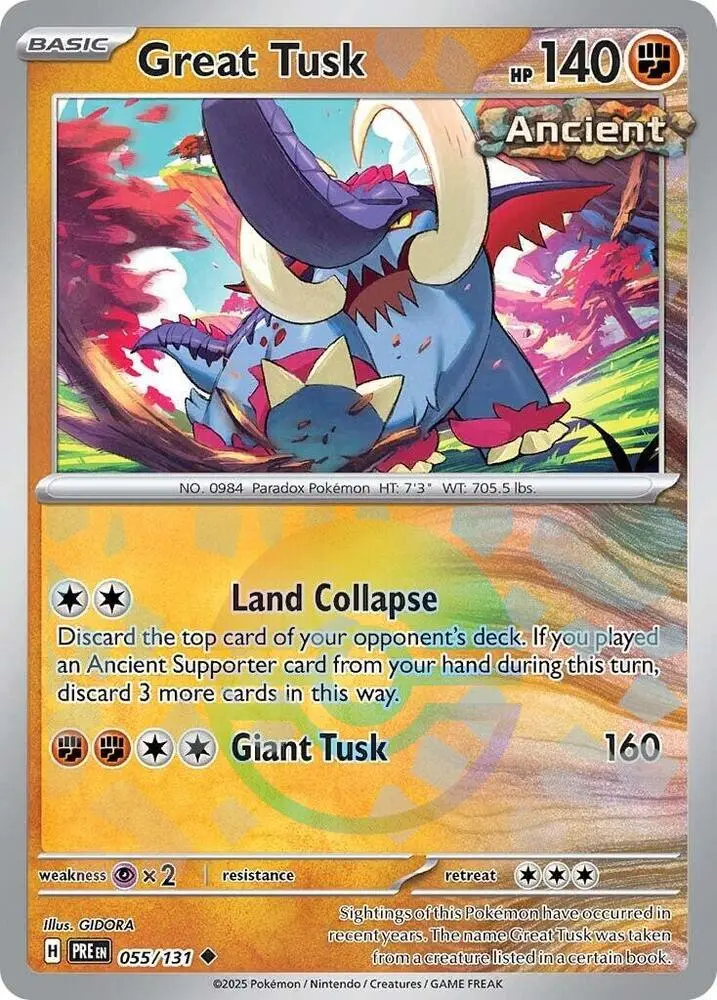 Great Tusk (055/131) (Poke Ball Pattern) [Scarlet & Violet: Prismatic Evolutions] 1