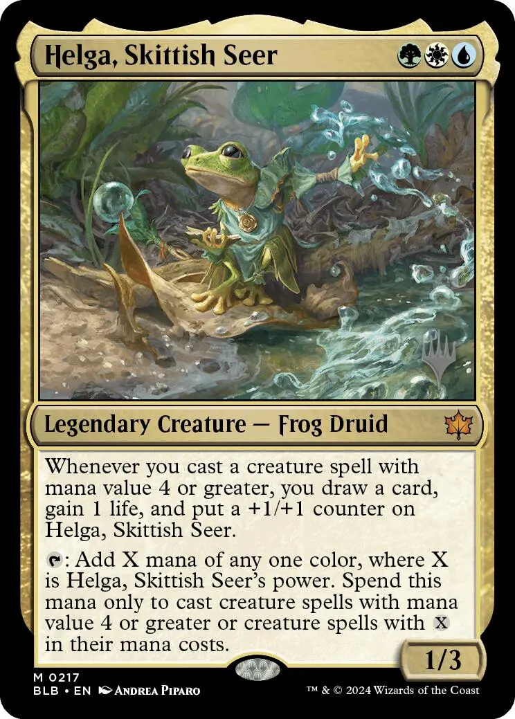 Helga, Skittish Seer (Promo Pack) [Bloomburrow Promos] 1