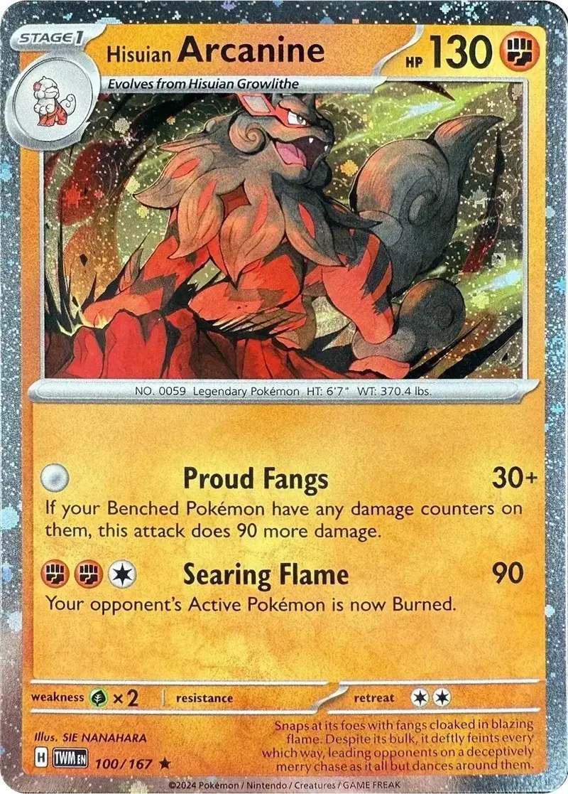 Hisuian Arcanine (100/167) (Cosmos Holo) [Scarlet & Violet: Twilight Masquerade] 1