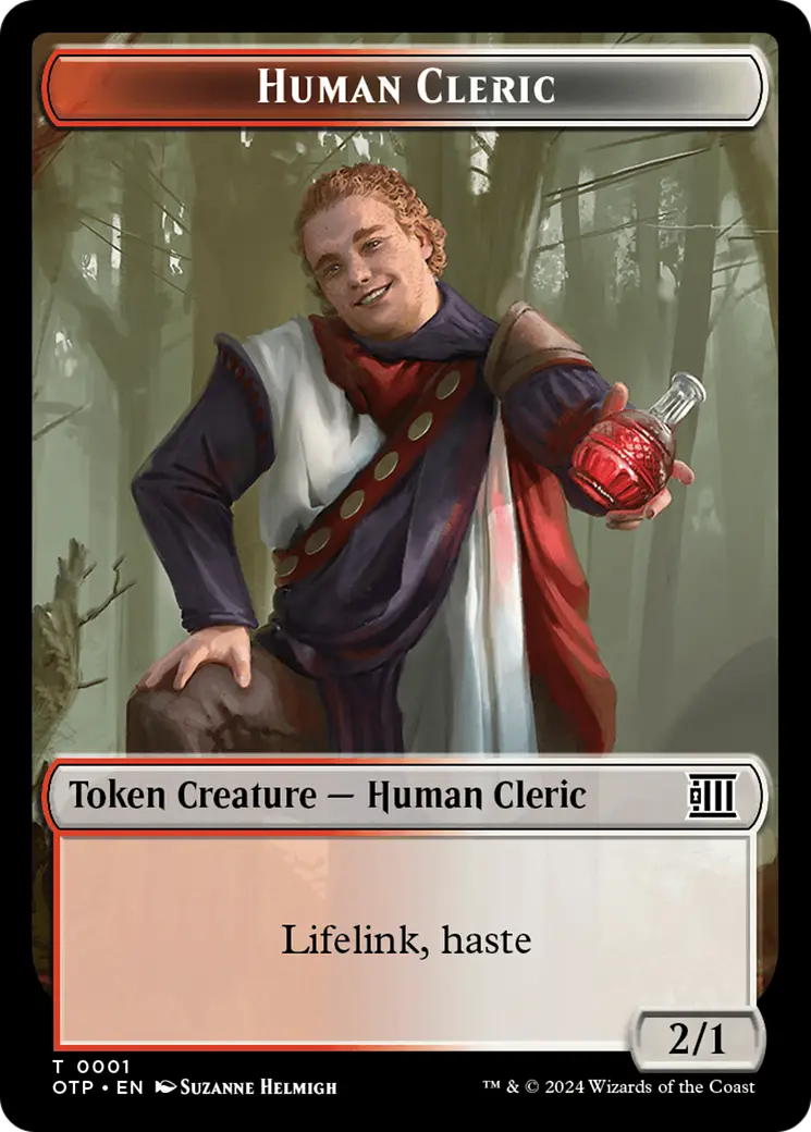 Human Cleric // Plot Double-Sided Token [Outlaws Of Thunder Junction: Breaking News Tokens] 1