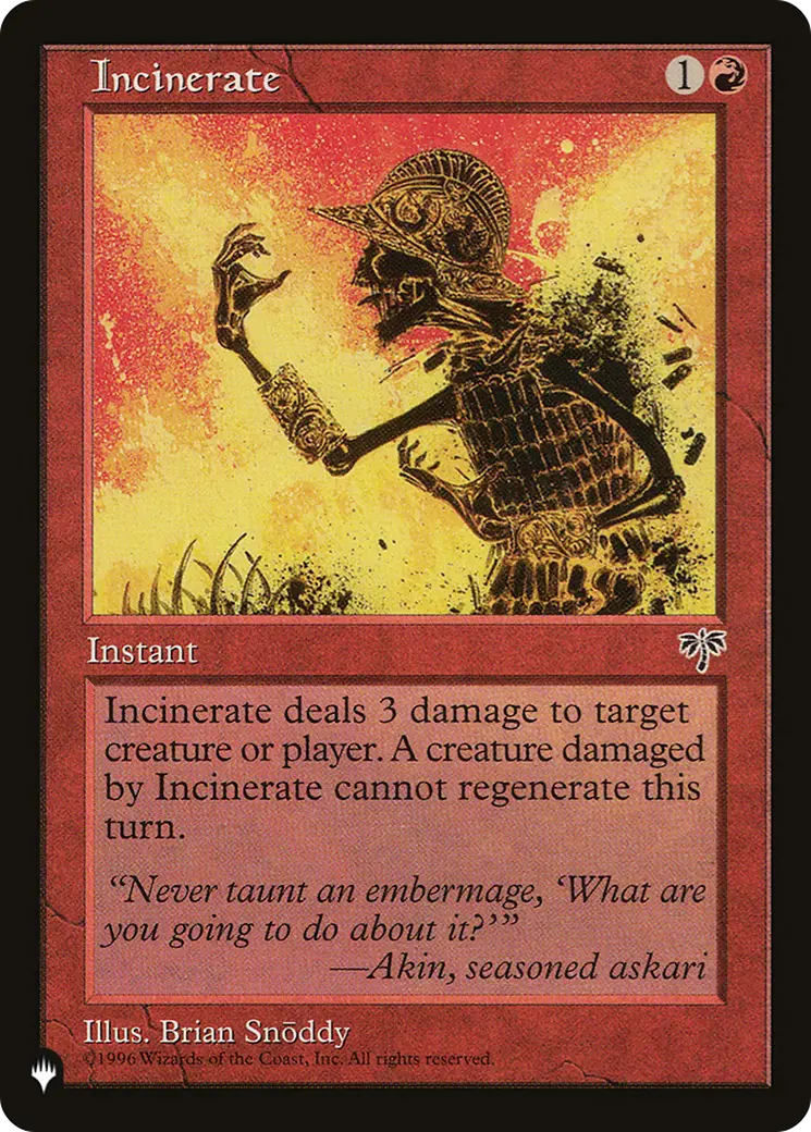 Incinerate [The List] 1
