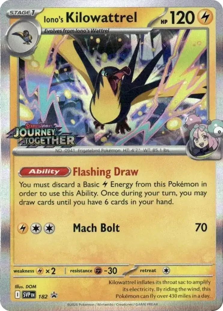 Iono's Kilowattrel (Prerelease) [Scarlet & Violet: Black Star Promos] 1
