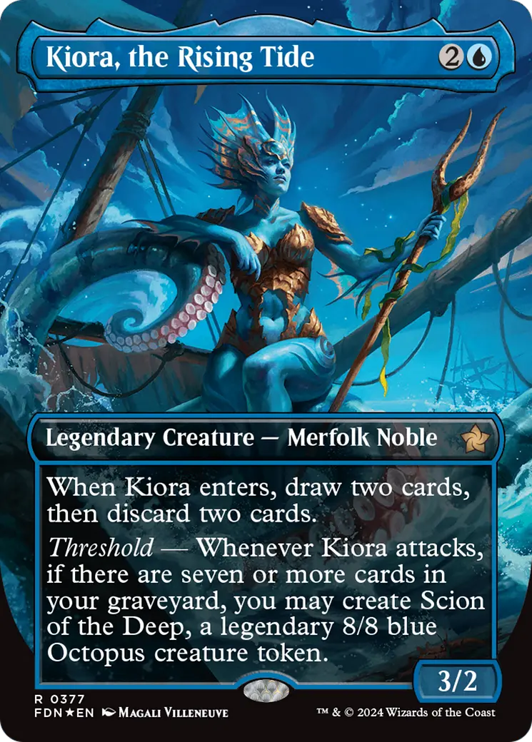 Kiora, The Rising Tide (Borderless) (Mana Foil) [Foundations] 1