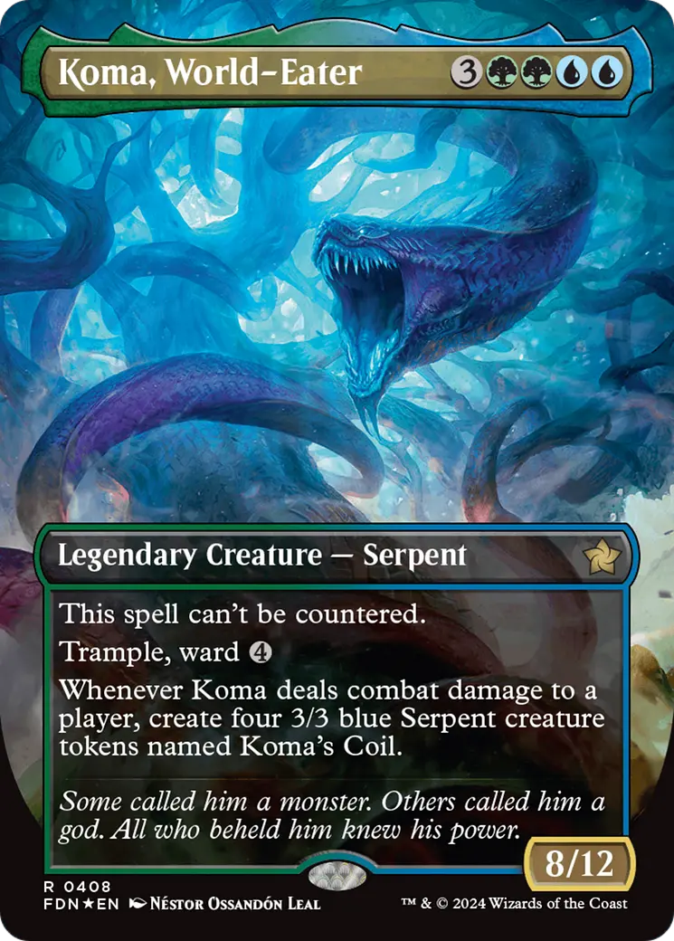 Koma, World-Eater (Borderless) (Mana Foil) [Foundations] 1
