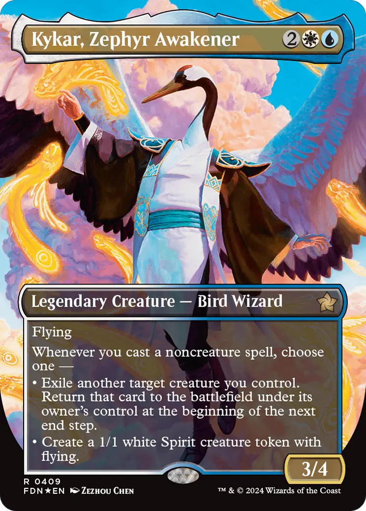 Kykar, Zephyr Awakener (Borderless) (Mana Foil) [Foundations] 1