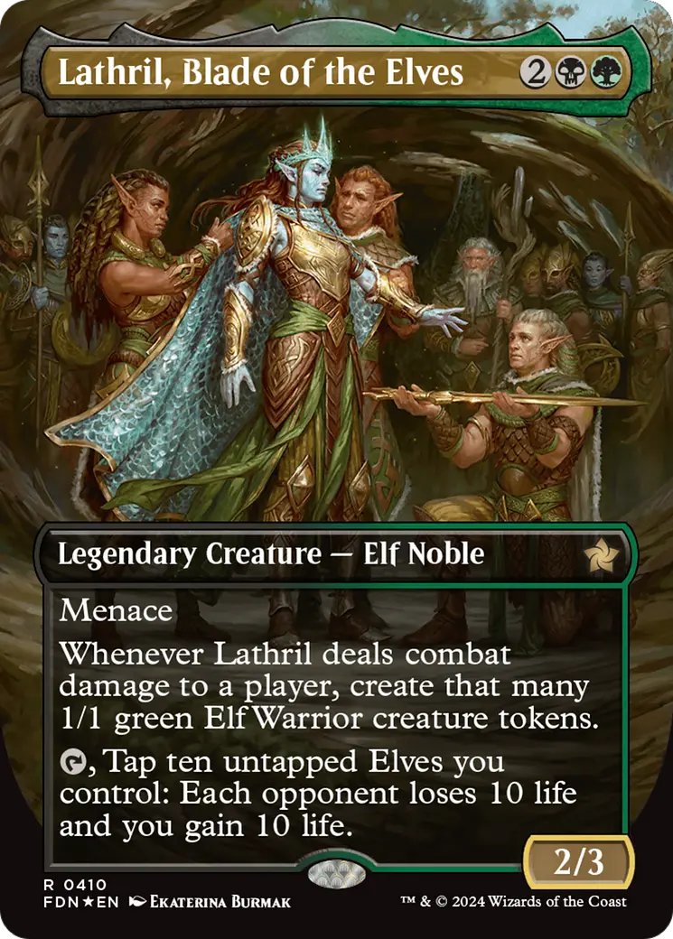 Lathril, Blade Of The Elves (Borderless) (Mana Foil) [Foundations] 1