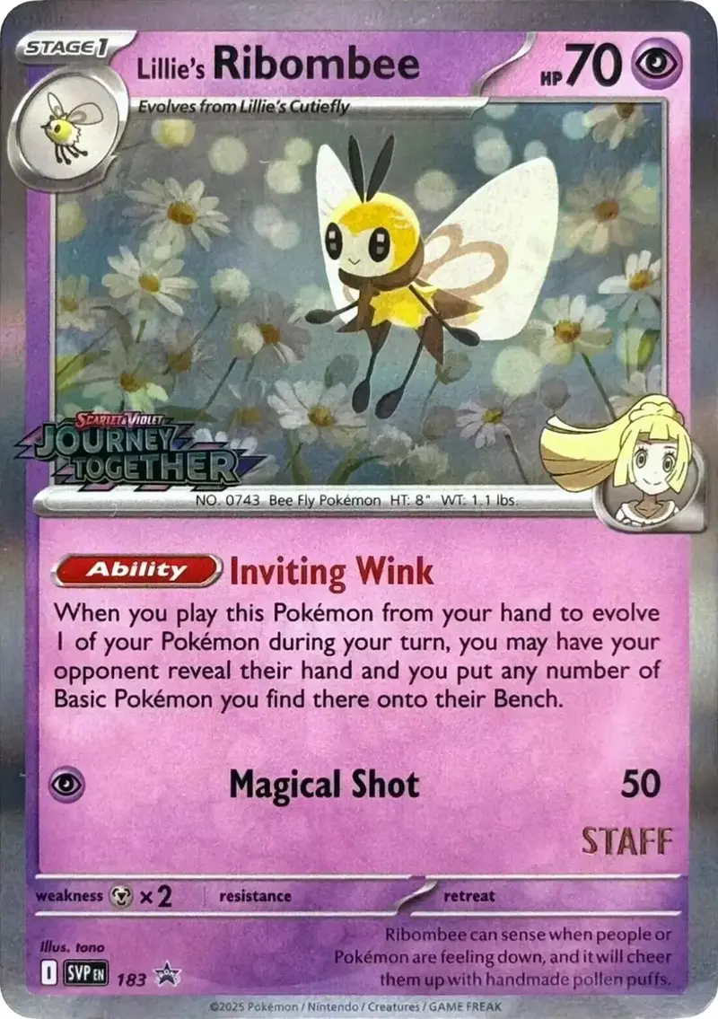 Lillie's Ribombee (183) (Prerelease Staff) [Scarlet & Violet: Black Star Promos] 1