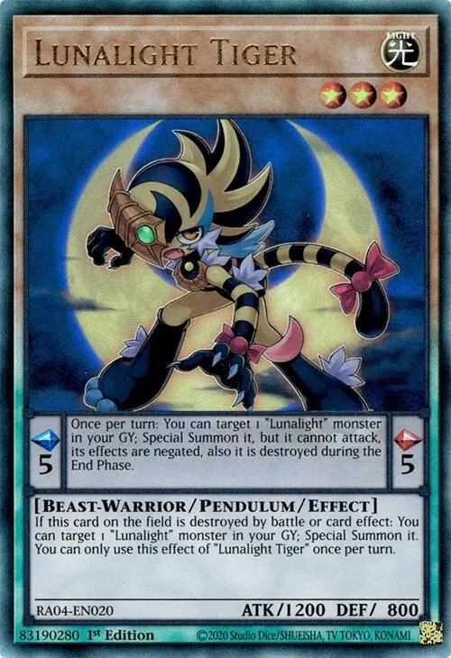 Lunalight Tiger [Ra04-En020] Prismatic Ultimate Rare 1