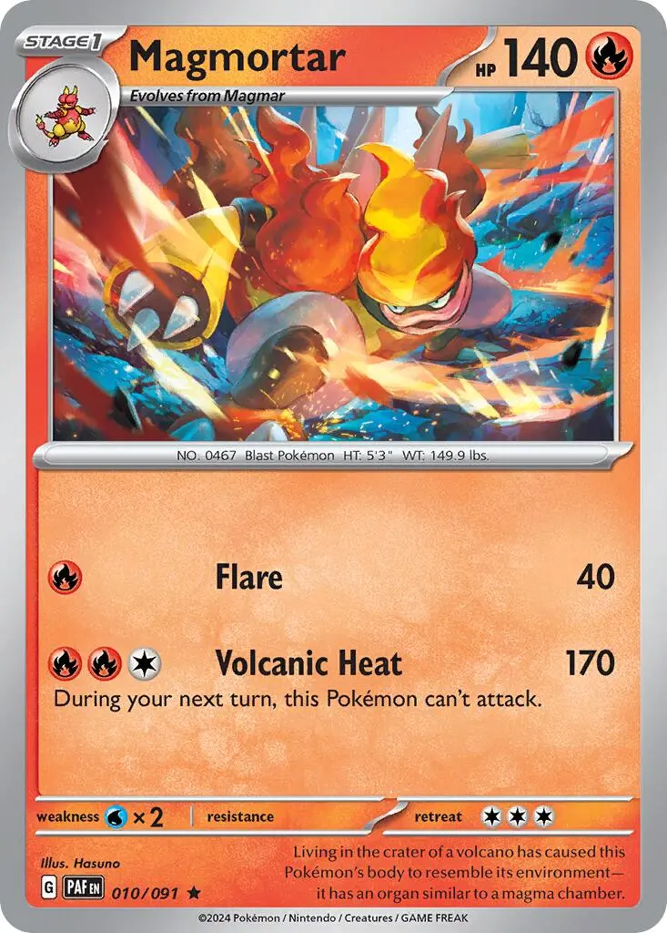 Magmortar (010/091) (Theme Deck Exclusive) [Scarlet & Violet: Paldean Fates] 1