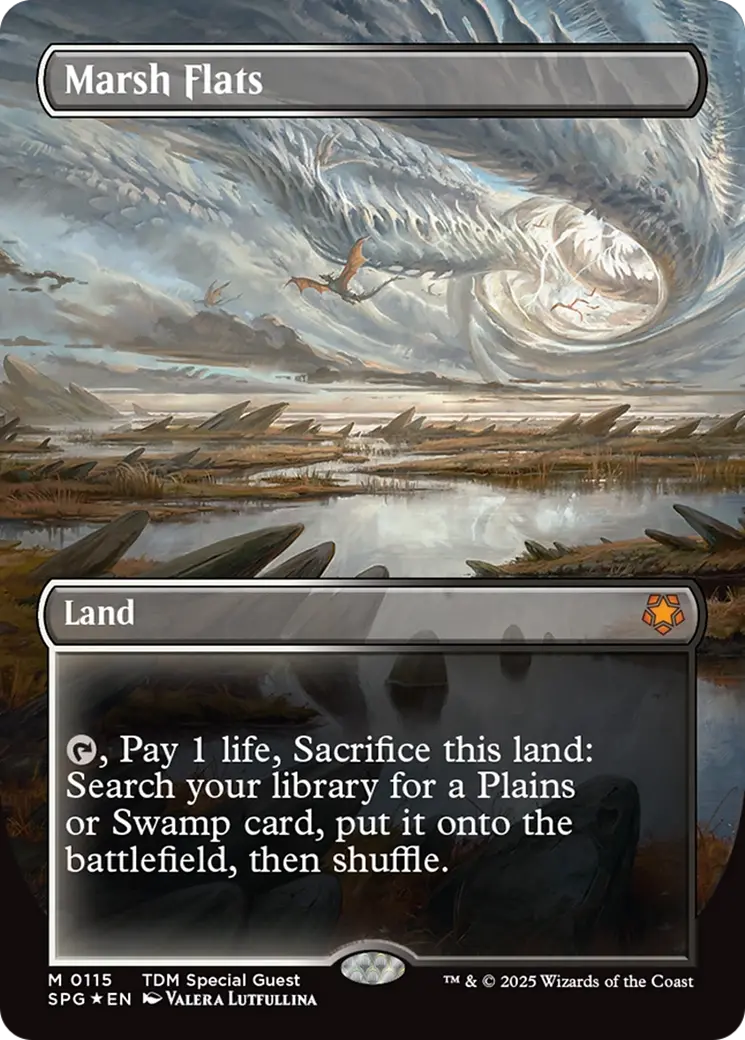 Marsh Flats (Borderless) (Dragonscale Foil) [Tarkir: Dragonstorm Special Guests] 1