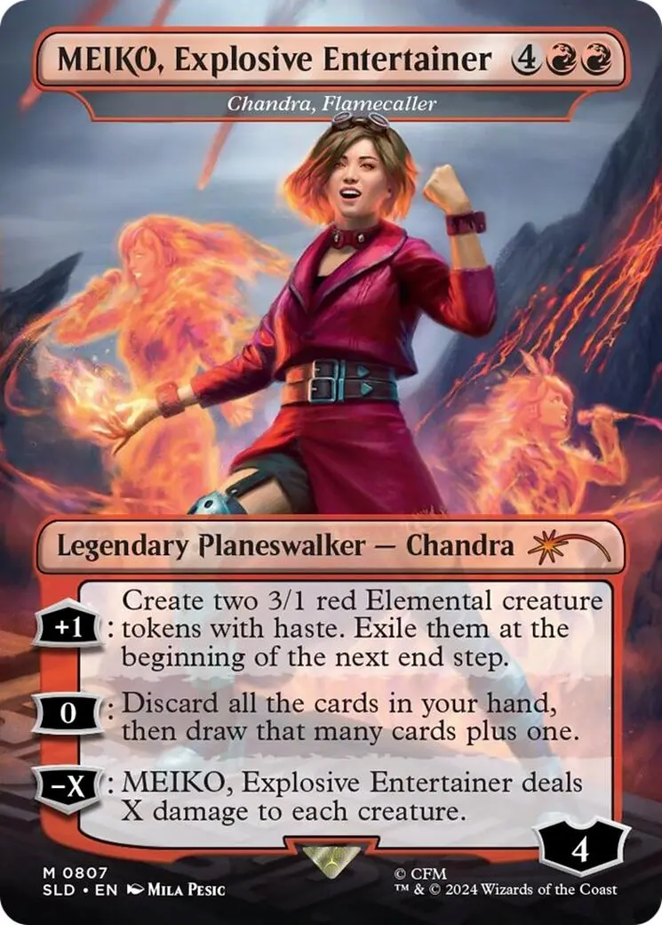 Meiko, Explosive Entertainer - Chandra, Flamecaller (Rainbow Foil) [Secret Lair Drop Series] 1