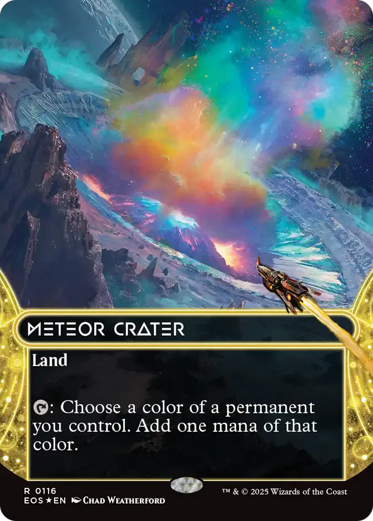 Meteor Crater (0116) (Borderless) (Galaxy Foil) [Edge Of Eternities: Stellar Sights] 1