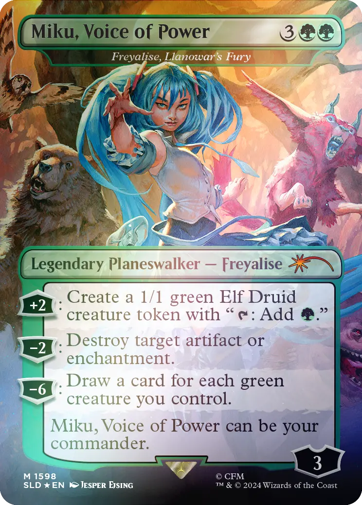 Miku, Voice Of Power - Freyalise, Llanowar's Fury (Rainbow Foil) [Secret Lair Drop Series] 1
