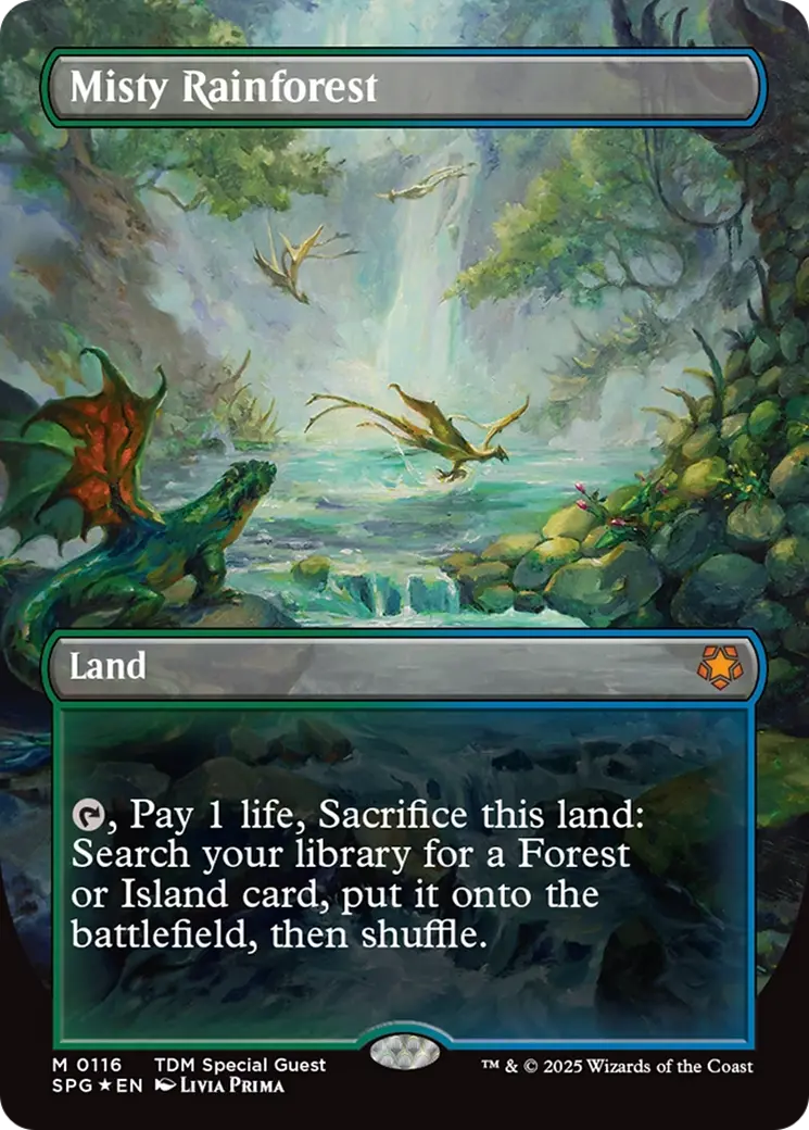 Misty Rainforest (Borderless) (Dragonscale Foil) [Tarkir: Dragonstorm Special Guests] 1
