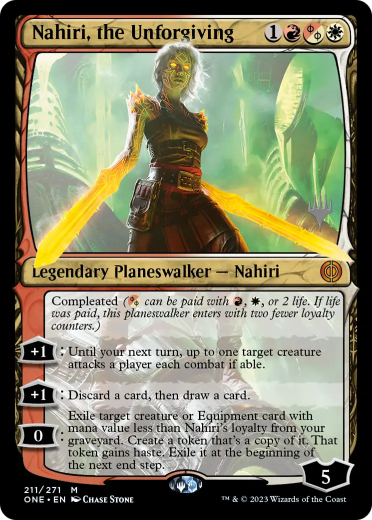 Nahiri, The Unforgiving (Promo Pack) [Phyrexia: All Will Be One Promos] 1
