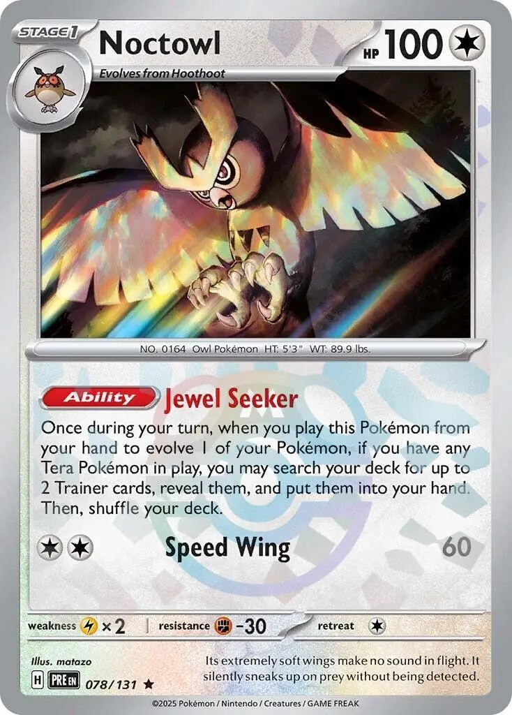 Noctowl (078/131) (Master Ball Pattern) [Scarlet & Violet: Prismatic Evolutions] 1