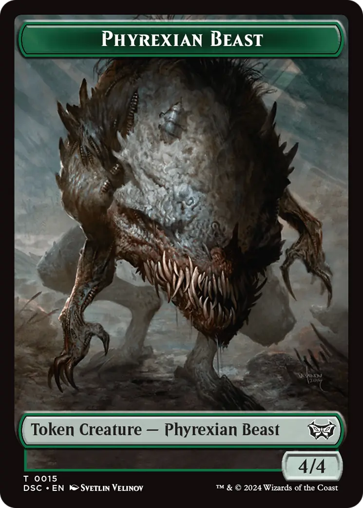 Phyrexian Beast //Manifest Double-Sided Token [Duskmourn: House Of Horror Commander Tokens] 1