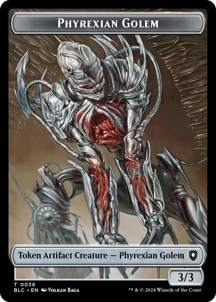 Phyrexian Golem // Faerie Double-Sided Token [Bloomburrow Commander Tokens] 1