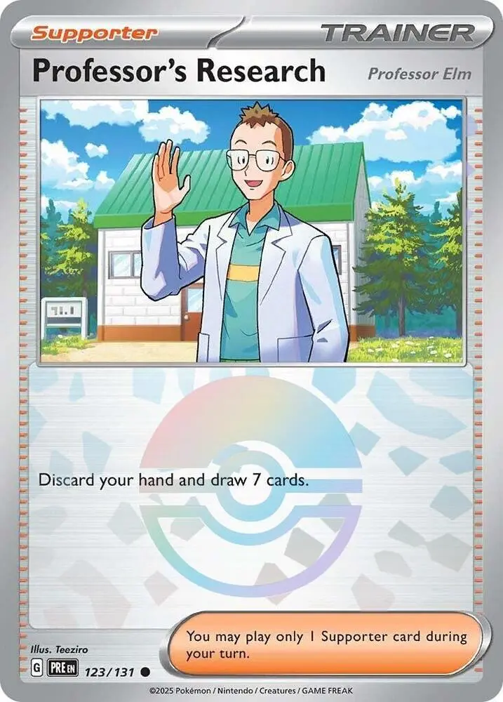 Professor's Research (123/131) [Professor Elm] (Poke Ball Pattern) [Scarlet & Violet: Prismatic Evolutions] 1