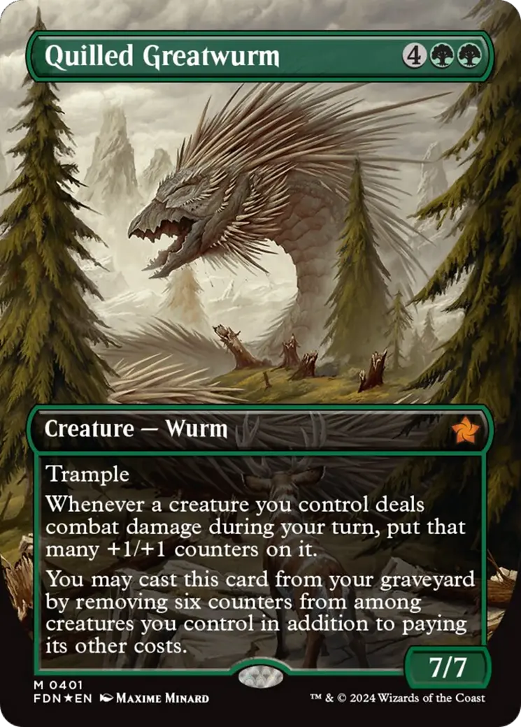 Quilled Greatwurm (Borderless) (Mana Foil) [Foundations] 1